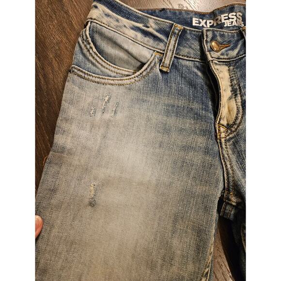 Express Button Fly Light wash distressed Stretch Denim Jeans - Picture 2 of 10